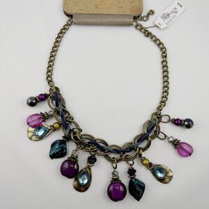 Ruby Rd brand necklace, antique brass with charms, NWT